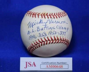 Mickey Vernon AL Batting Champ JSA Autograph American League Signed Baseball - Picture 1 of 2