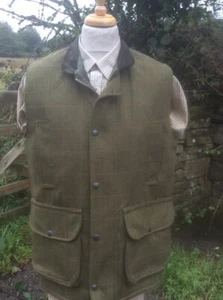 Mans Tweed Shooting Waistcoat Vest Wool rich UK made shooting New Winter SALE - Picture 1 of 4