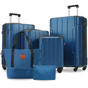 6pc Luggage Set Hardside 16" 20" 24" 28" Suitcase Travel Toiletry Bag Expandable - Picture 1 of 19