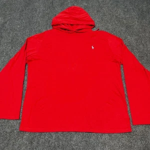Polo Ralph Lauren Hoodie Mens Extra Large Red Pullover Sweatshirt Drawstring - Picture 1 of 12