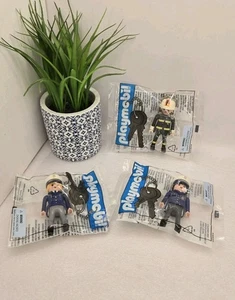 Konvolut 3 Vintage 1998 Playmobil Figur Schlüsselanhänger, neu in versiegelten Tüten - Bild 1 von 10