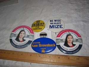 Lot of 6 Dr. Roy, Brownback, Skubitz, Mize, Davids Pinback Buttons Kansas - Picture 1 of 1