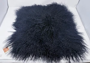 West Elm 100% Mongolian Lamb Dyed Fur Pillow Cover 16x16 Vintage Ink #09459202 - Picture 1 of 4