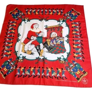 Pañuelo bufanda roja vintage Navidad 16463 Cascanueces Papá Noel San Nick 21"x21,5" EE. UU. - Imagen 1 de 8