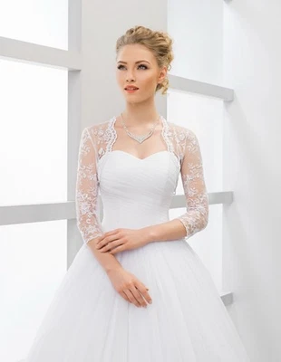 Chaqueta Bolero de Encaje Nupcial Manga Larga Vestido de Boda Accesorio Foto 1 de 2