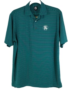 FootJoy Mens XL Short Sleeve Green Blue Stripe Polo Golf Shirt - Picture 1 of 10