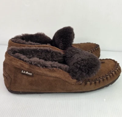 Zapatillas LL Bean Marrón Gamuza Cuero Forradas de Piel Zapatos para Hombres Talla 8 Cómodas Cálidas  Foto 1 de 4