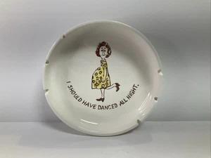 Vintage MCM Wikinger Glas Keramik Kreis Aschenbecher 8" Zigarette Retro Gag - Bild 1 von 7