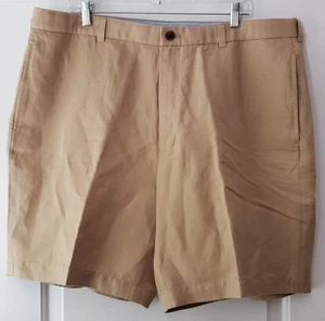 Brooks Brothers Mens Linen Cotton Khaki Bermuda Flat Front Shorts- Size 42 - EUC - Picture 1 of 12