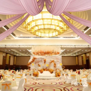 Deep Rose Ceiling Drapes for Wedding5Ftx30Ft Sheer Curtains Chiffon Drapin New - Picture 1 of 17