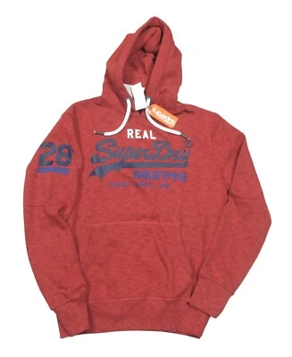 Superdry Hombre Alabama Red Grit Vintage Logo Tri Fleece Forrado Pullover Sudadera con Capucha Foto 1 de 3