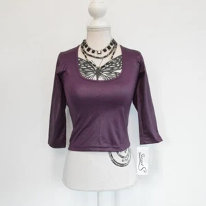 Vintage 90s y2k 00s NWT deadstock dark purple snakeskin goth top whimsigoth - Picture 1 of 7