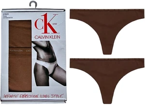 Calvin Klein CK One Women's Thong Knickers 2-Pack Chocolate Brown Plus Size 2XL - Picture 1 of 7