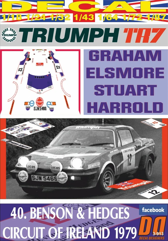 DECAL TRIUMPH TR7 V8 G.ELSMORE C.OF IRELAND 1979 DnF (06) - Image 1 of 1