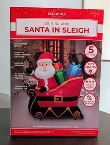 Delightful Holiday Products 5 Ft. Santa in Sleigh w/Gifts Inflatable -LED Lights - Picture 1 of 2