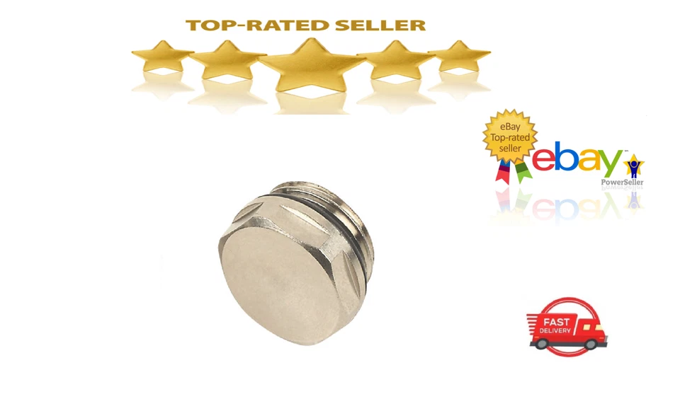 GAS N POW3R LTD Towel Rail Blanking Plug 1/2" Thread 15mm Radiator Blanking Screw HIGH QUALITY