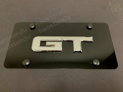 1x 3D "GT" ForMustang emblem Aluminum BLACK Color Front Plate RUST FREE - Изображение 1 из 2
