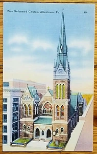Zion Reformierte Kirche Allentown Pennsylvania PA Postkarte PC 1940er unbenutzt - Bild 1 von 1