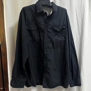 Rocawear Button Up Shirt Mens Size 3XL Black Long Sleeve Chest Pockets Cotton - Picture 1 of 8