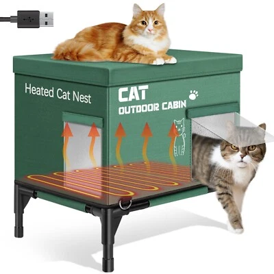 SLSY Heated Cat House for Outside Weatherproof Outdoor Insulated Cat Shelter - Image 1 of 4