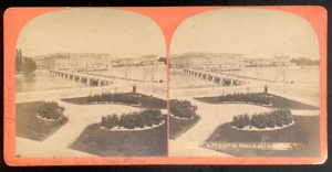 Suisse,Schweiz STEREO, Pont du Mont Blanc à GENEVE, Vintage albumen print c.1870 - Bild 1 von 1