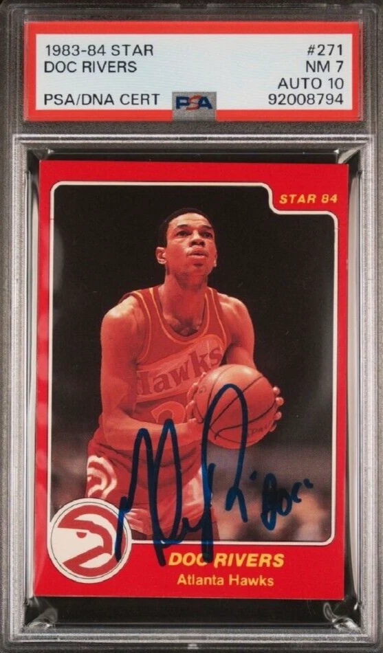 1983 Star #271 Glenn Doc Rivers Signed Rookie Card Autograph XRC Auto PSA 7/10 - Image 1 of 2