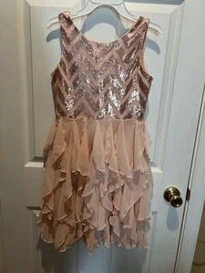 Girl's blush pink sequin & flowy formal dress for dances, weddings, etc.Size: 16 - Picture 1 of 5