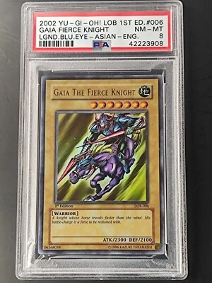2002 Yu-Gi-Oh Gaia The Fierce Knight 1st Edition Legend Blue Eyes #LoB-006 PSA 8 - Image 1 of 4