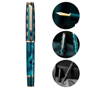 Hongdian N7 Natural Totem Peacock Acrylic Piston Fountain Pen EF/F Nib Writting - Picture 1 of 10