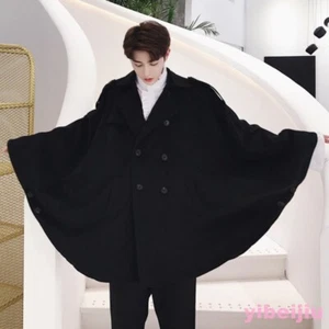 Men's Wool Cloaks Capes Poncho Coats Jackets Double Breasted Trench Outwear 2025 - Picture 1 of 5