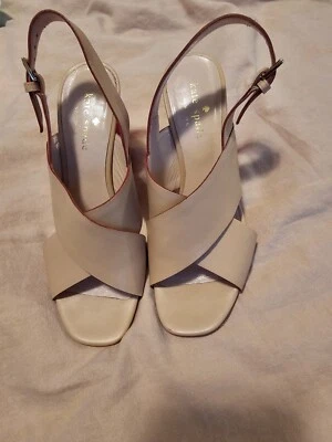 Kate Spade Holland Nude Leather Slingback Red Block Heeled Sandals Sz. 5.5 - Image 1 of 4