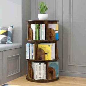 Sanctuary 360-degree Rotating 3 Tier Display Shelf Bookcase Organiser (Brown) - Picture 1 of 3