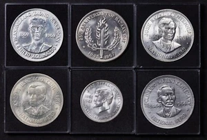 FILIPPINE 1/2 & Peso 1961-63-64-67-69 Set di 6 monete in argento KM191-195 & 201 - Foto 1 di 2