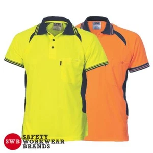DNC Workwear Mens Hi Vis Cool Contrast Mesh Polo Shirt Safety Uniform Work 3901 - Picture 1 of 3