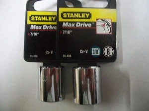 NEW STANLEY 3/8 in Drive 7/16 INCH MAX DRIVE 8 POINT SOCKETS TWO SOCKETS - Foto 1 di 4