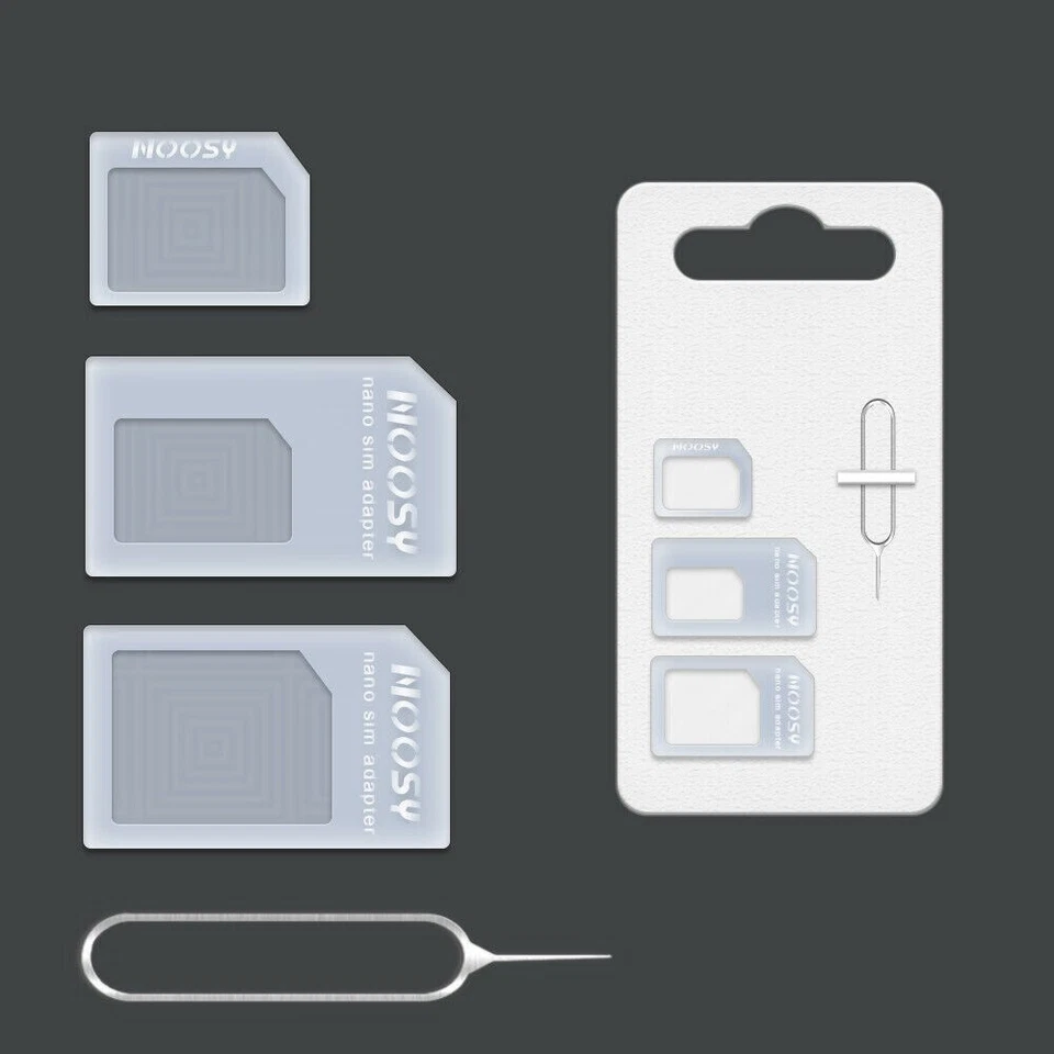 Smartphone Sim Card Adapter Kit 4 in1 Nano Micro Standard Size Converter Tray - Image 1 of 1