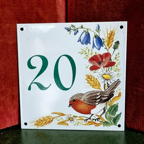 Vintage French enamel house number 20 sign for door wall street gate frontdoor Cover