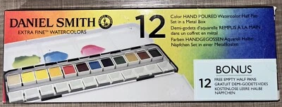 Daniel Smith Extra Fine Watercolors Set 12 Color Half Pans Paint NEW Brush Ink - Image 1 of 4