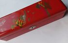 Hand painted Chinese Red trinket box retangle high gloss house and boat scene
