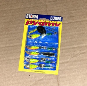 FULL CARD OF 6 HTF STORM LURES PYGMY SPINS 3/8 OZ Purple Hot Tiger - Picture 1 of 1