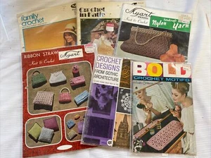 Bulk 6 x Crochet Pamphlets Booklets Used Vintage Purses Runners - Bild 1 von 8