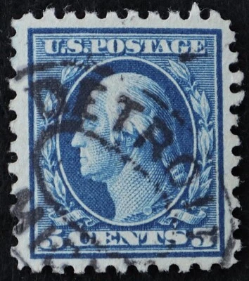 U.S. Used Stamp Scott #466 5c Washington. XF - Superb. Detroit Oval Cancel. Gem! - Image 1 of 2