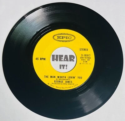 Classic Country 45 GEORGE JONES The Man Worth Loving You / A Picture EPIC hear Foto 1 de 3