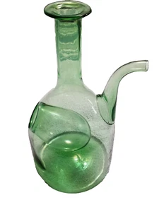Vintage Princess House Grün Glas Wein Dekanter Italien Mundgeblasen mit Eiskammer - Bild 1 von 1
