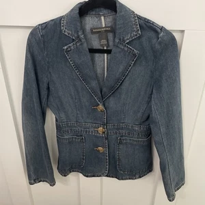 Women’s Banana Republic Factory Denim Blazer Style Jacket-Size 0-pocket-3 Button - Picture 1 of 8