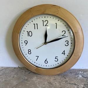 11" in. Round Wood Clock Handmade Finger Joints Heavy-duty WORKS GREAT - Picture 1 of 8
