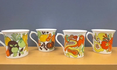 Rosina Queens Covent Garden MCM Mugs Cups RARE Colorful Veggies Fine Bone China  - Image 1 of 4