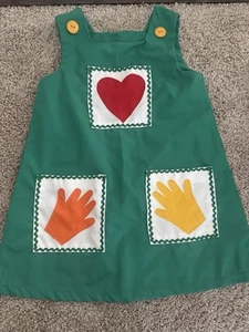 Miss Patty Cake Green Dress Heart Hands Pockets Dress up Sz Med (6/7) - Picture 1 of 9