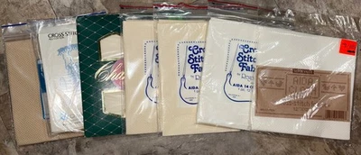 Counted Cross Stitch Fabric - Aida 14 Count 12"x18" Lot Of 7 Various Colors - Image 1 of 4