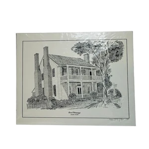 Bolígrafo Twin Chimneys Hillsborough NC House impresión de tinta firmada numerada por George Griffin - Imagen 1 de 6